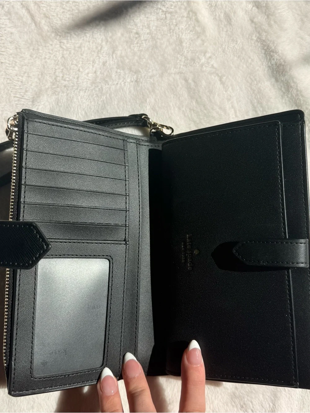 **NWOT** kate spade Black Leather Wristlet Wallet with Strap